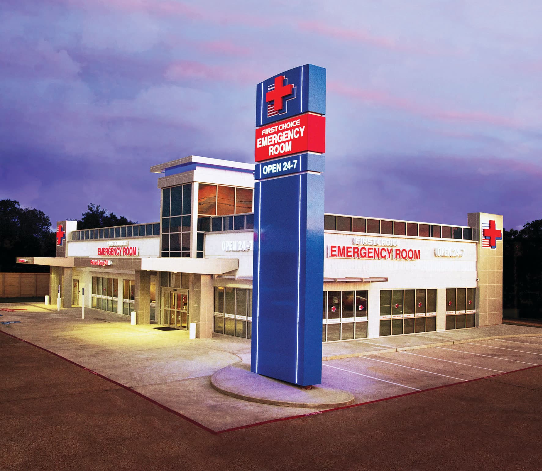 Freestanding emergency department entrance and staff