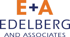 Edelberg Logo, E + A in orange text, with Edelberg and Associates written out underneath.